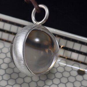 Brushed Fine Silver Pool of Light Pendant Necklace